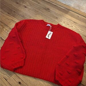 Jessica Simpson Red Chunky Knit Crewneck Sweater
